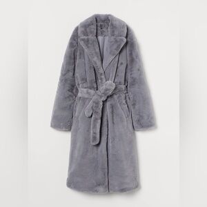 H&M Gray fur Coat with Belt